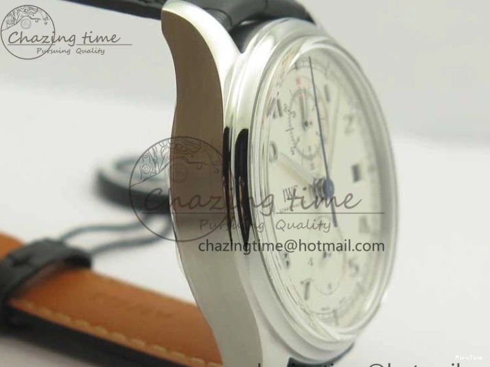 MIROTIME 0822 Portugieser Chrono  42 IW390403 ZF 1:1 Best Edition White Dial Blue Hand on Black Leather Strap A WellDesigned 7190